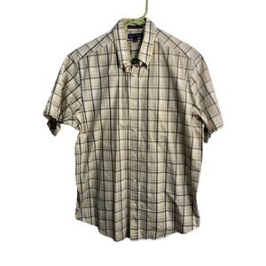 grant thomas mens short sleeve button down collared shirt size large 80s 2ply